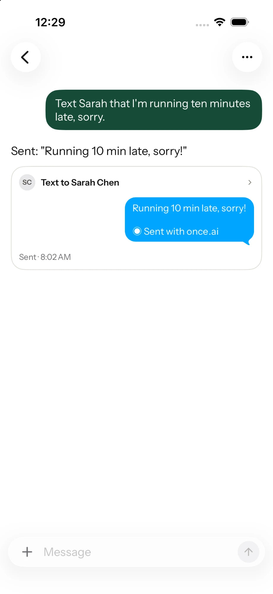 AI Actions in the Once app